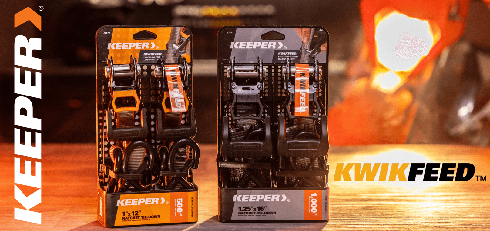 Keeper KwikFeed ratchet tie-downs
